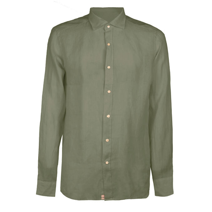 LINEN SHIRT FRENCH NECK Man Army