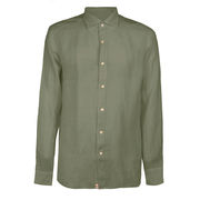 LINEN SHIRT FRENCH NECK Man Army LINEN SHIRT FRENCH NECK Man Army