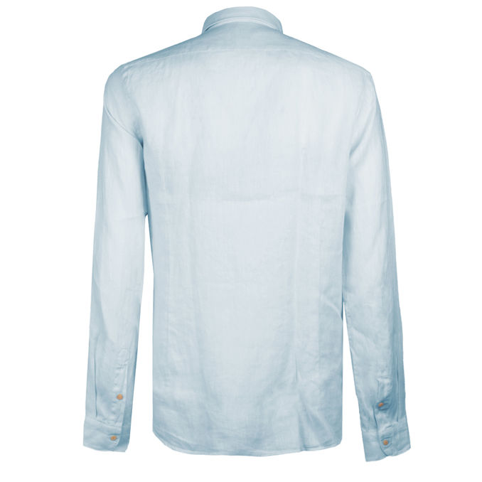 LINEN SHIRT FRENCH NECK Man Light Blue