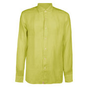 LINEN SHIRT FRENCH NECK Man Lime Yellow LINEN SHIRT FRENCH NECK Man Lime Yellow