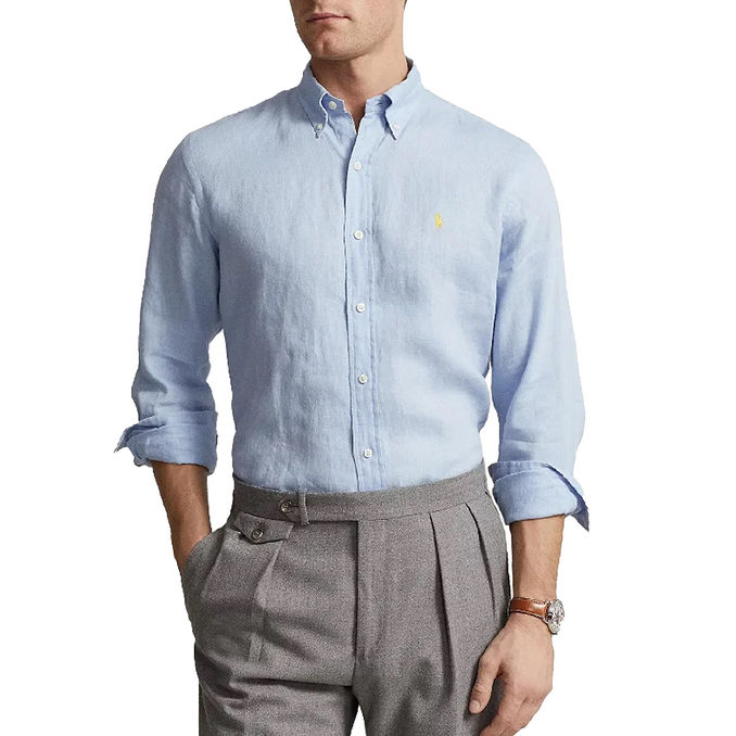 LINEN SHIRT Man BLUE HYACINTH