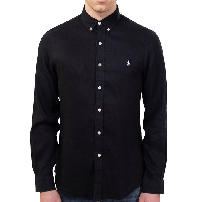 LINEN SHIRT Man Polo Black