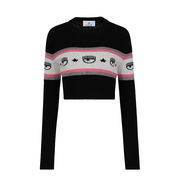 LOGOMANIA SHORT PULLOVER IN WOOL Woman Black LOGOMANIA SHORT PULLOVER IN WOOL Woman Black