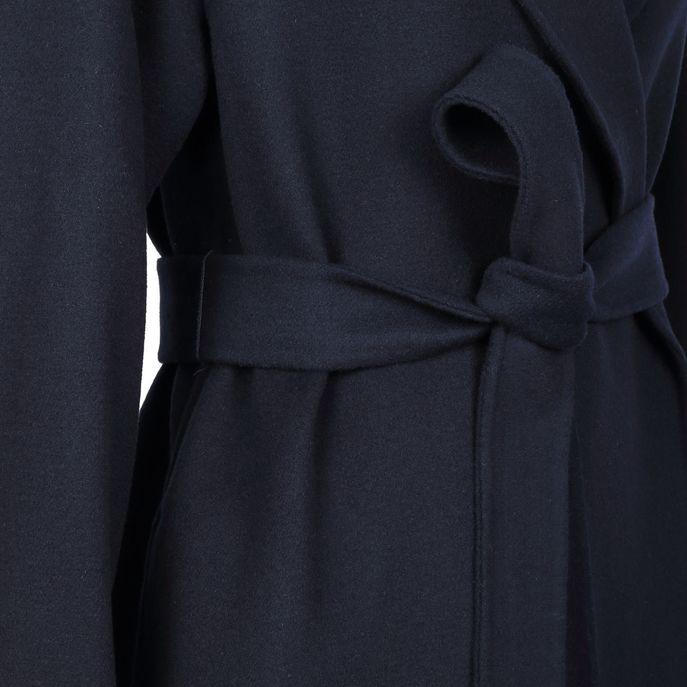 LONG COAT WITH 3/4 SLEEVES AND BELT Woman Blue