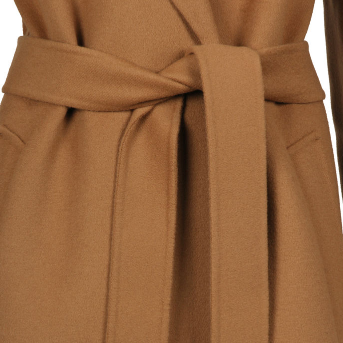LONG DOUBLE DRAP LIGHT COAT Woman Perfect Camel