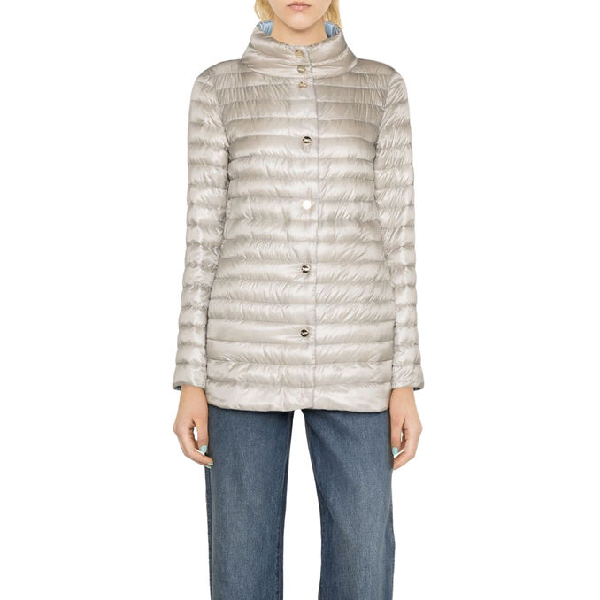 LONG DOWN JACKET A-SHEPE REVERSIBILE Woman Blackboard