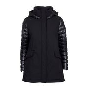 LONG DOWN JACKET IN 3 LAYERS FABRIC WITH DETACHABLE HOOD Woman Black LONG DOWN JACKET IN 3 LAYERS FABRIC WITH DETACHABLE HOOD Woman Black