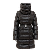 LONG DOWN JACKET WITH HIGH NECK AND BELT Woman Black LONG DOWN JACKET WITH HIGH NECK AND BELT Woman Black