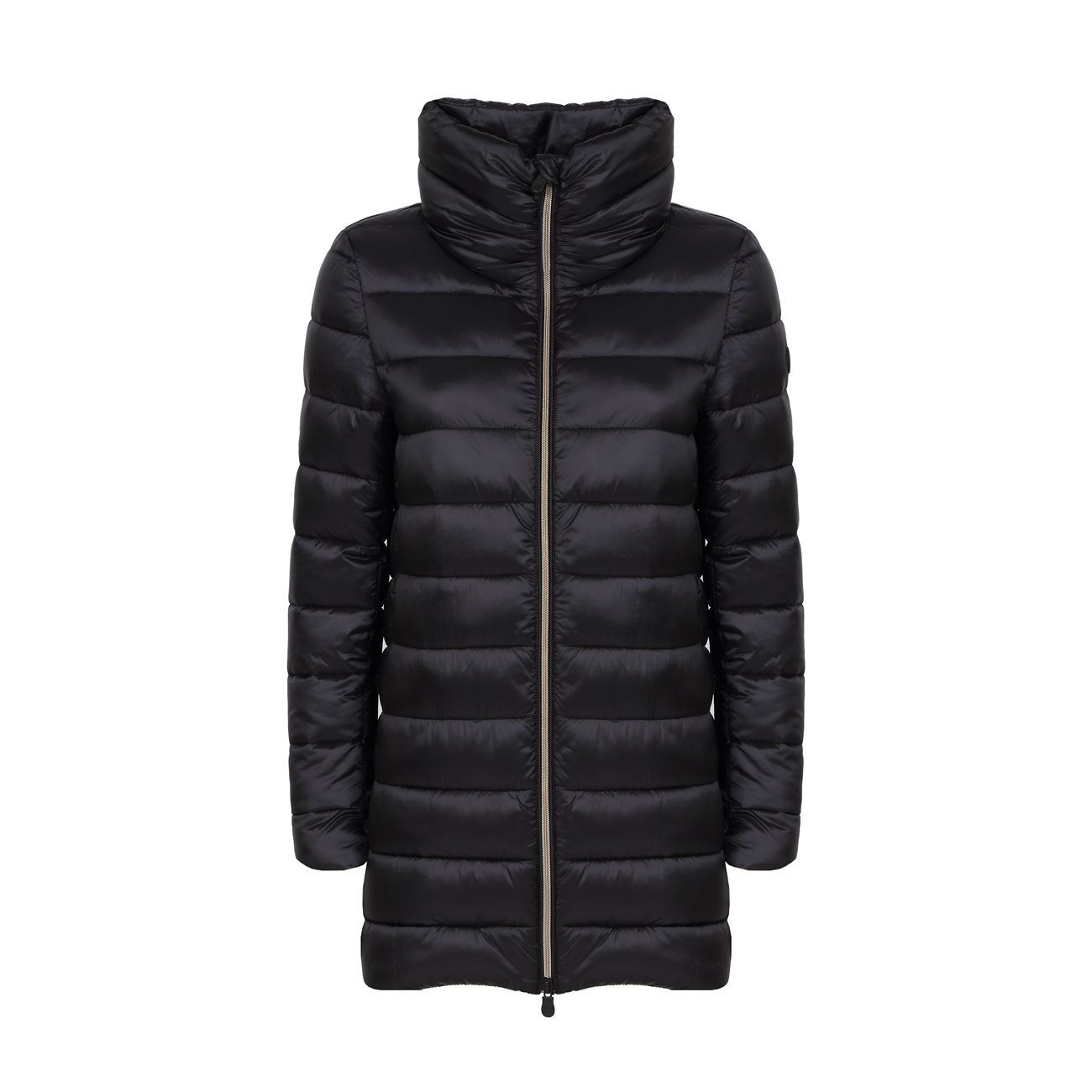 LONG DOWN JACKET WITH HIGH NECK IN SATIN NYLON Woman Black