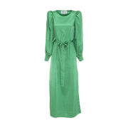 LONG DRESS WITH PUFFY SLEEVES Woman Green LONG DRESS WITH PUFFY SLEEVES Woman Green