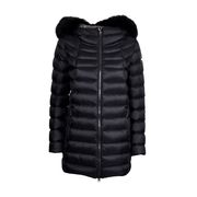 LONG HOODED DOWN COAT WITH DETACHABLE FUR Woman Black LONG HOODED DOWN COAT WITH DETACHABLE FUR Woman Black