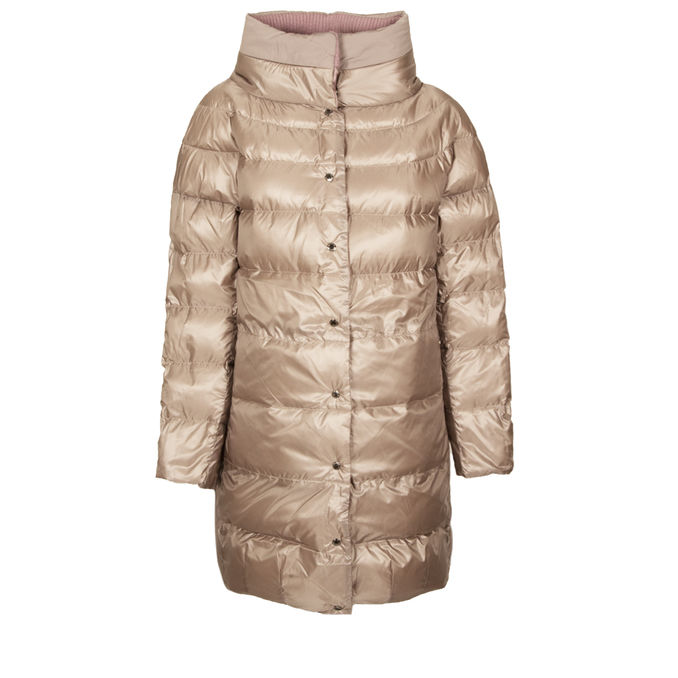LONG REVERSIBILE DOWN JACKET Woman Pink Brown