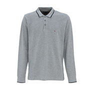 LONG SLEEVE POLO SHIRT WITH CONTRASTING PROFILES Man Mid Grey LONG SLEEVE POLO SHIRT WITH CONTRASTING PROFILES Man Mid Grey