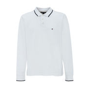 LONG SLEEVE POLO SHIRT WITH CONTRASTING PROFILES Man White LONG SLEEVE POLO SHIRT WITH CONTRASTING PROFILES Man White