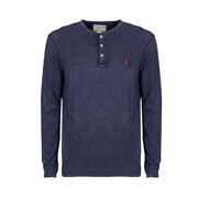 LONG SLEEVE T-SHIRT WITH CREWNECK AND BUTTONS Man Blue LONG SLEEVE T-SHIRT WITH CREWNECK AND BUTTONS Man Blue