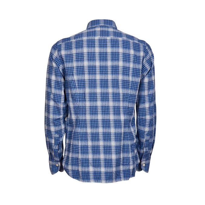 LONG SLEEVE TARTAN FLANNEL SHIRT Man Black Light Blue White