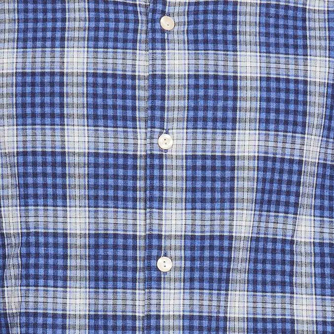 LONG SLEEVE TARTAN FLANNEL SHIRT Man Black Light Blue White