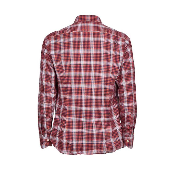 LONG SLEEVE TARTAN FLANNEL SHIRT Man Corallo Blu