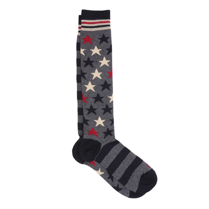 LONG SOCKS STARS AND STRIPES Unisex Blue Grey