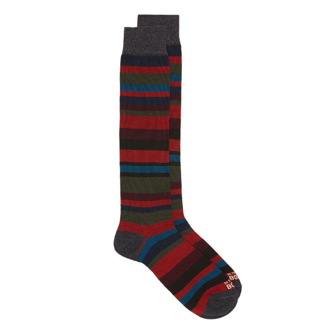 LONG SOCKS STRIPES MULTICOLOR Unisex Dark Green Multicolor
