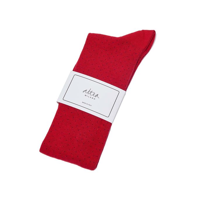 LONG SOCKS WITH DOTS IN COTTON Man Red