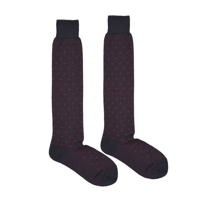 LONG SOCKS WITH SMALL HEARTS Man Blue Red