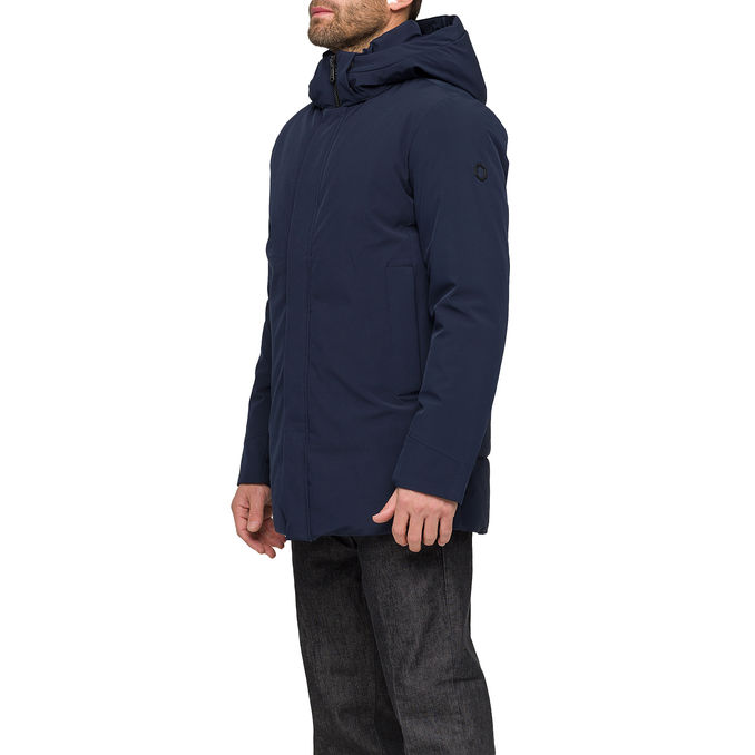 LONG TECHNICAL PADDED JACKET WITH HOOD