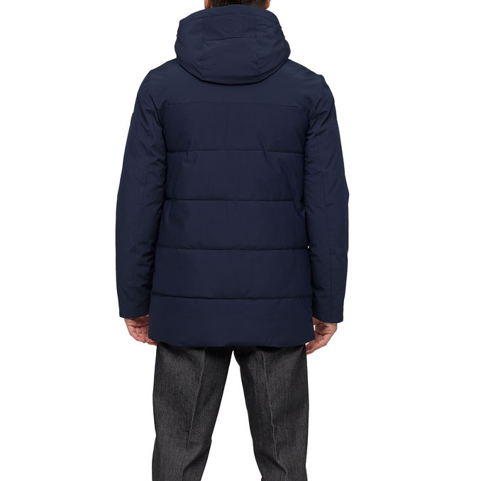 LONG TECHNICAL PADDED JACKET WITH HOOD
