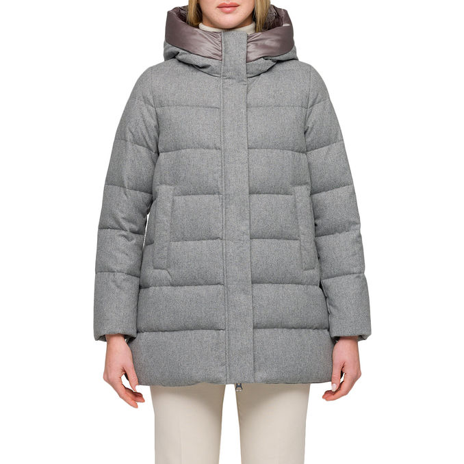 LONG WOOL DOWN JACKET WITH SIDE ZIPPERS