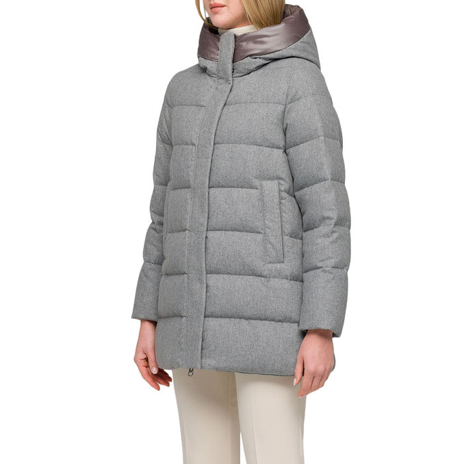 LONG WOOL DOWN JACKET WITH SIDE ZIPPERS