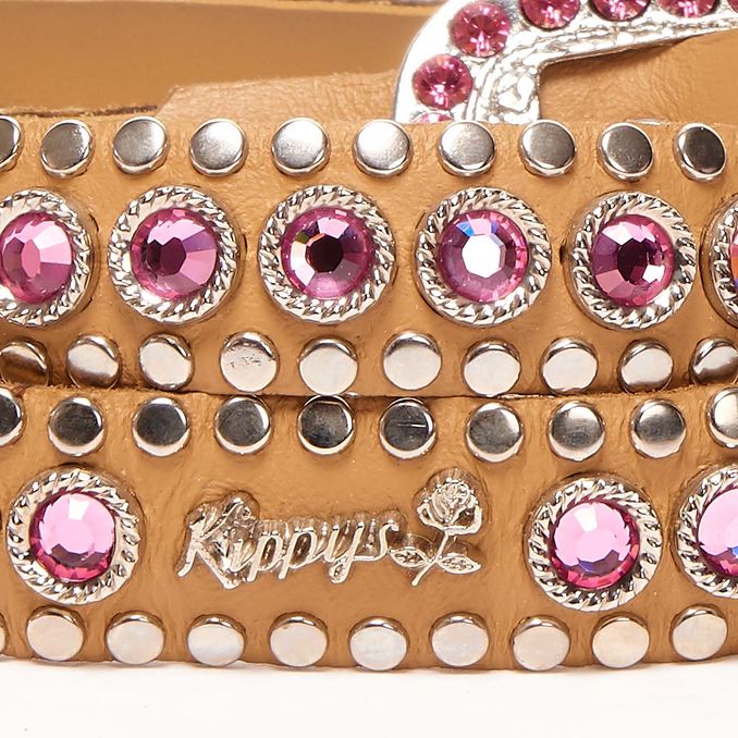 LOW BELT WITH SWAROVSKY BUCKLE STUDS Woman Beige Pink
