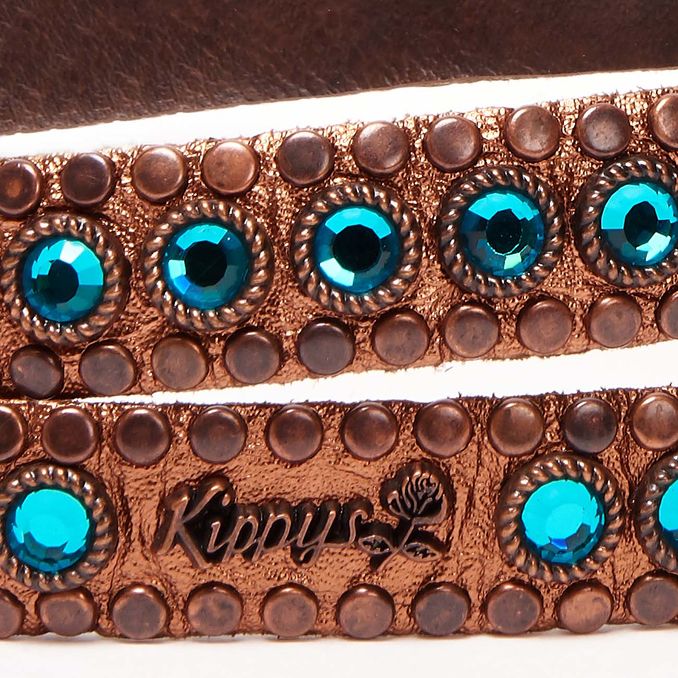 LOW BELT WITH SWAROVSKY BUCKLE STUDS Woman Bronze Light Blue