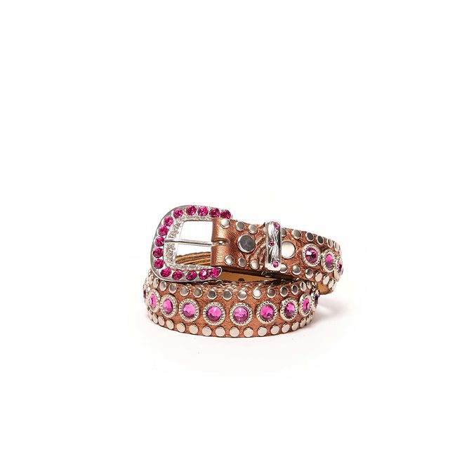 LOW BELT WITH SWAROVSKY BUCKLE STUDS Woman Bronze Pink
