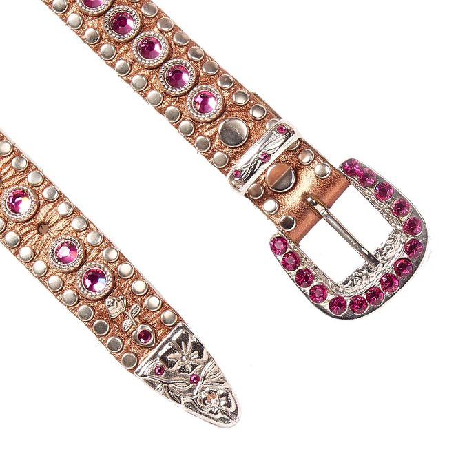 LOW BELT WITH SWAROVSKY BUCKLE STUDS Woman Bronze Pink