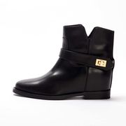 LOW BOOTS WITH GOLD BUCKLE Woman Black LOW BOOTS WITH GOLD BUCKLE Woman Black
