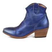 LOW TEXAN ANKLE BOOTS IN CALFSKIN WITH ZIP Woman Blue Laminate LOW TEXAN ANKLE BOOTS IN CALFSKIN WITH ZIP Woman Blue Laminate