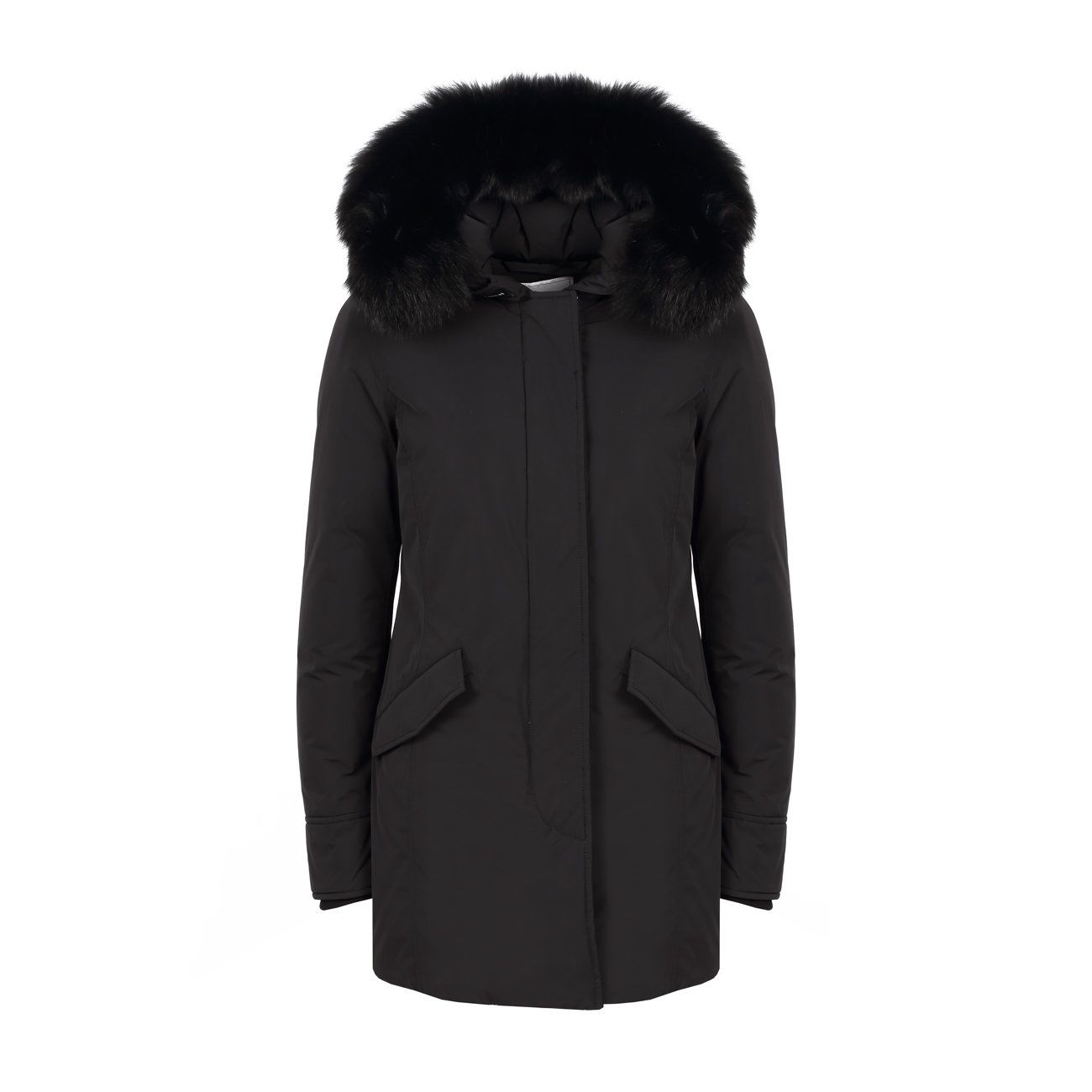 Woolrich Luxury Arctic Parka Fox Woman Black Mascheroni Moda
