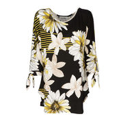 LYCRA FLORAL BLOUSE Woman White Black Yellow LYCRA FLORAL BLOUSE Woman White Black Yellow