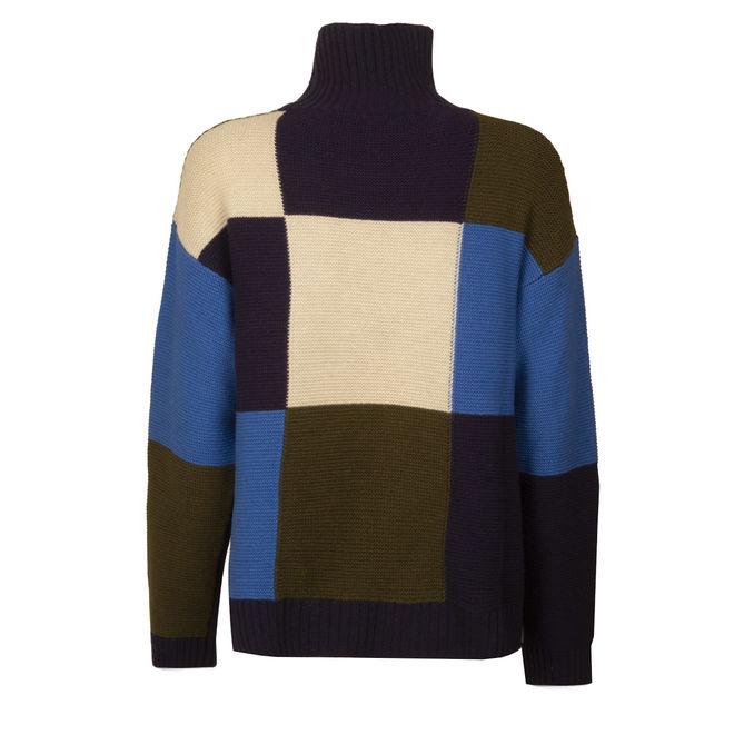 MAGLIA D. COLLO ALTO INTARSIO QUADRI JUCCA