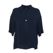 MANDARIN COLLAR SHIRT IN BLEND SILK Woman Navy MANDARIN COLLAR SHIRT IN BLEND SILK Woman Navy