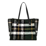 MARCELLA MIX CHECK AND LEATHER BAG Green  MARCELLA MIX CHECK AND LEATHER BAG Green