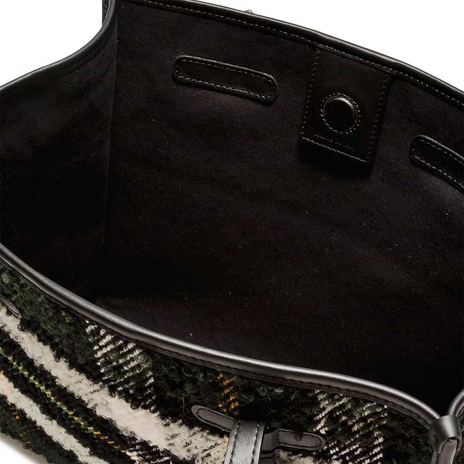 MARCELLA MIX CHECK AND LEATHER BAG Green 