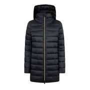 MATILDA LONG JACKET WITH FAUX FUR HOOD Woman Black MATILDA LONG JACKET WITH FAUX FUR HOOD Woman Black