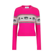 MAXI LOGOMANIA WOOL PULLOVER Woman Fluorescent Pink MAXI LOGOMANIA WOOL PULLOVER Woman Fluorescent Pink