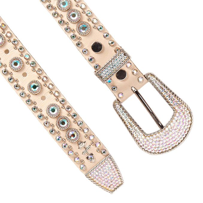 MEDIUM BELT WITH SWAROVSKY FULL BUCKLE Woman White Multicolor