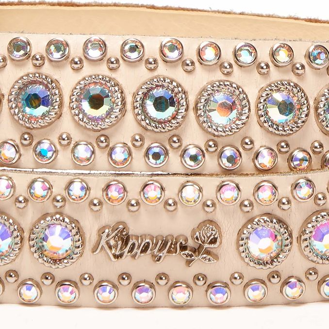 MEDIUM BELT WITH SWAROVSKY FULL BUCKLE Woman White Multicolor