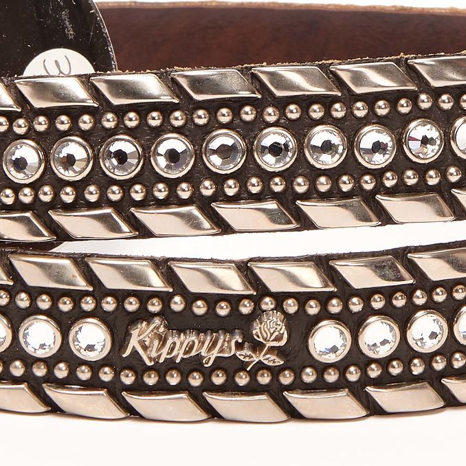 MEDIUM SWAROVSKY BELT AND STUDS WITH DECORATED BUCKLE Woman Black Silver