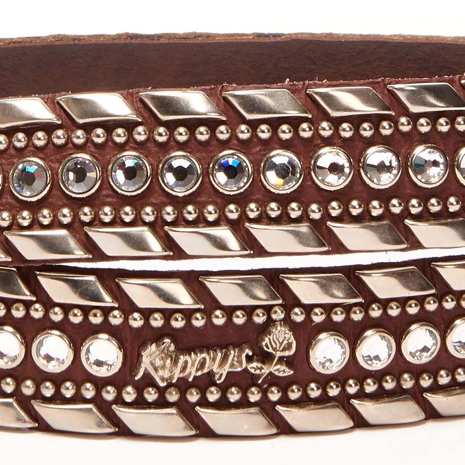 MEDIUM SWAROVSKY BELT AND STUDS WITH DECORATED BUCKLE Woman Brown Silver