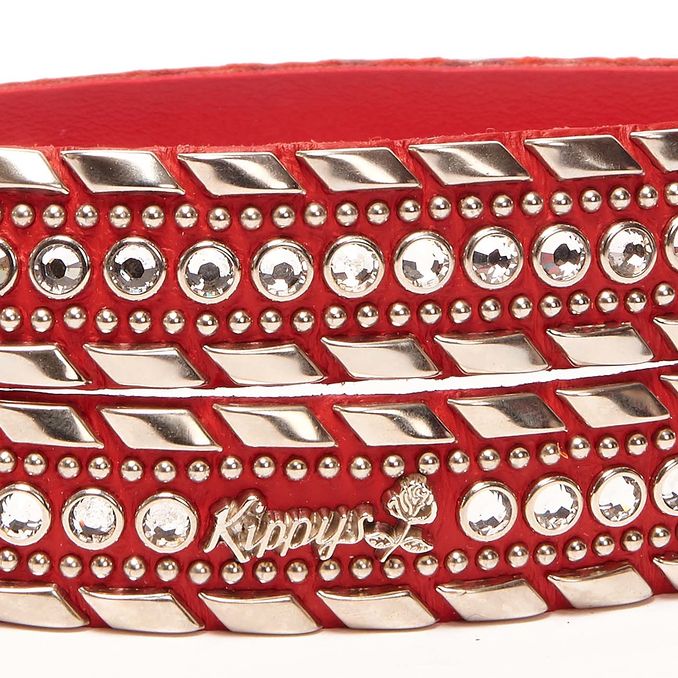 MEDIUM SWAROVSKY BELT AND STUDS WITH DECORATED BUCKLE Woman Red Silver