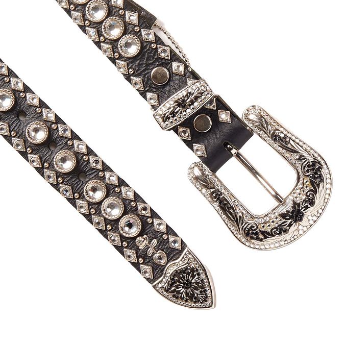 MEDIUM SWAROVSKY BELT DECORATED BUCKLE Woman Black Silver